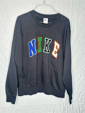 Nike Sportswear Oversized Logo Crewneck Sweatshirt Charcoal Gray Black Men’s XL